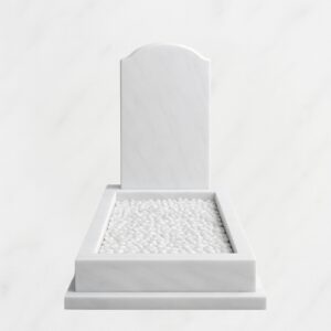 Graceful Tribute – White Marble with High Headstone