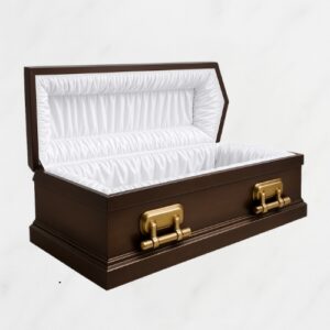 Prestige Bronze – Metal Casket with White Satin Interior